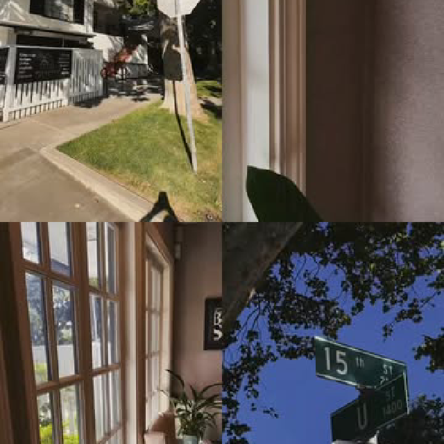 four frame instagram collage showing street view, windows, and exterior surroundings of miyasaki dental in sacramento